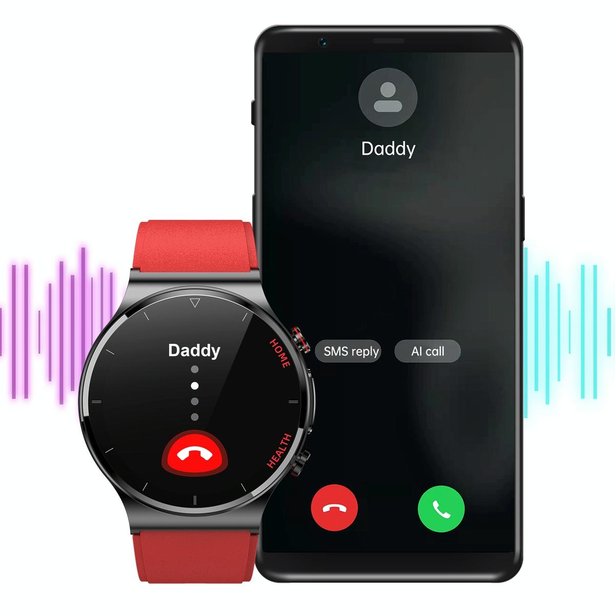 1.32 Inch Screen Leather Watch Strap Smart Health Watch Supports Body Temperature Monitoring Ecg Monitoring Blood Pressure - Brown 5
