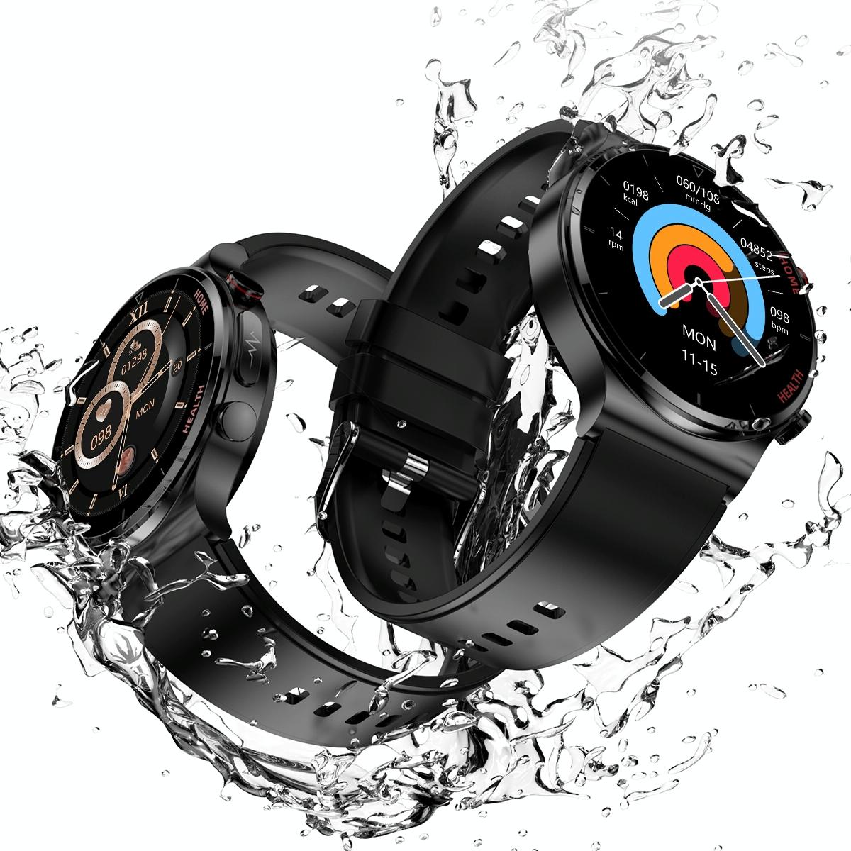 1.32 Inch Screen Leather Watch Strap Smart Health Watch Supports Body Temperature Monitoring Ecg Monitoring Blood Pressure - Brown 6