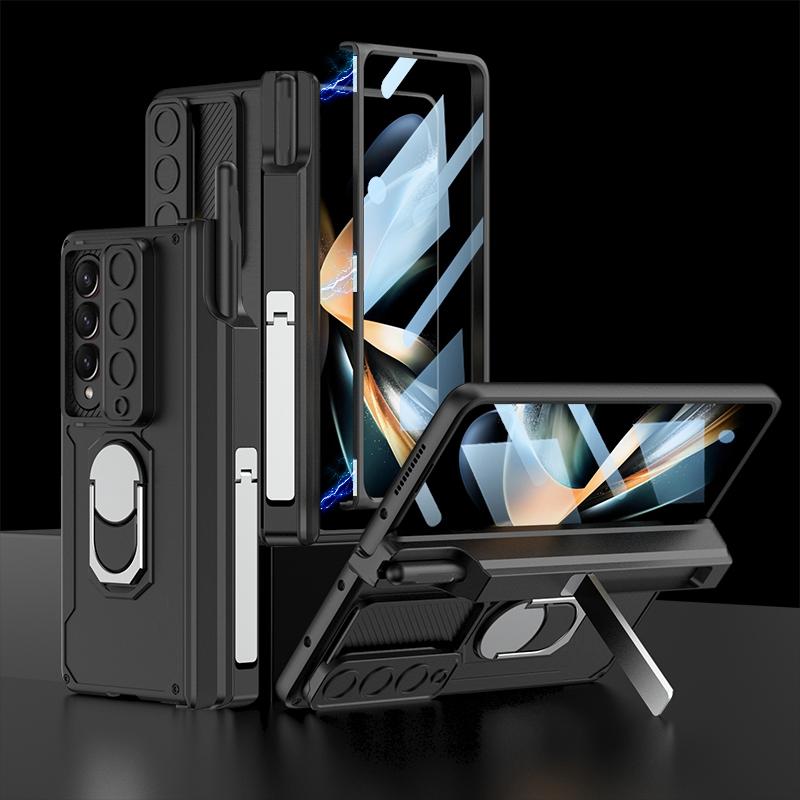 For Samsung Galaxy Z Fold4 5G Magnetic Phone Case With Pen Holder - Foldable - Green 9