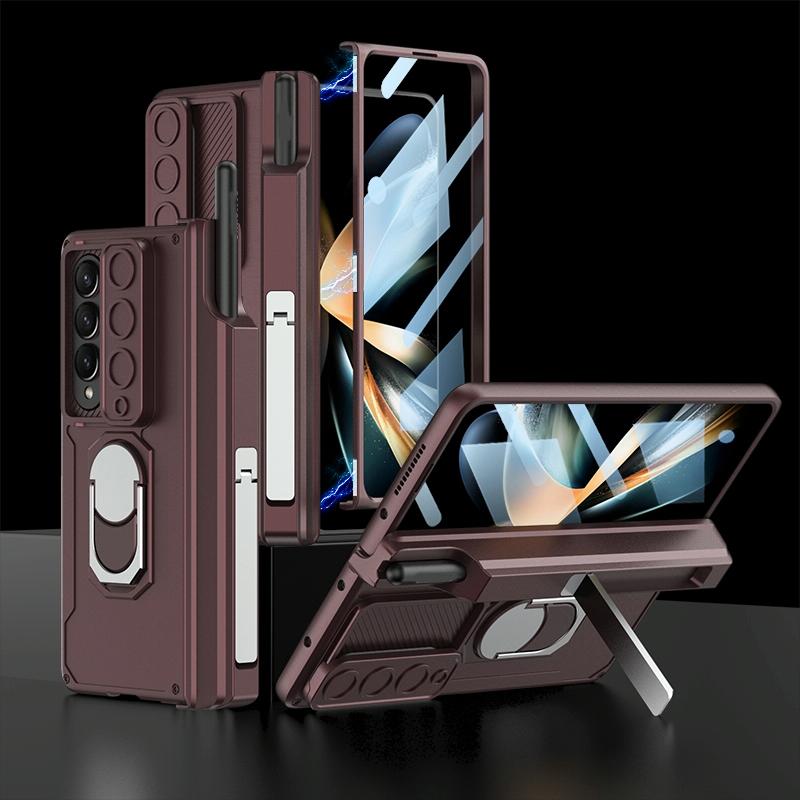 For Samsung Galaxy Z Fold4 5G Magnetic Phone Case With Pen Holder - Foldable - Green 10