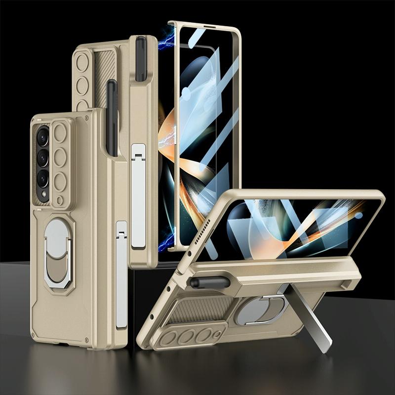 For Samsung Galaxy Z Fold4 5G Magnetic Phone Case With Pen Holder - Foldable - Green 11