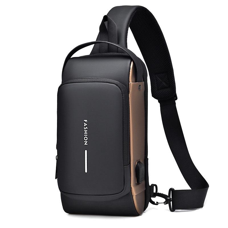 Waterproof Usb Crossbody Backpack For Sports - Black