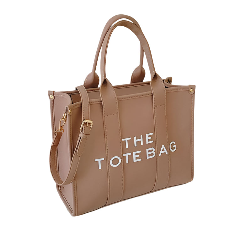 Stylish Pu Leather Crossbody Tote For Women - Small Khaki