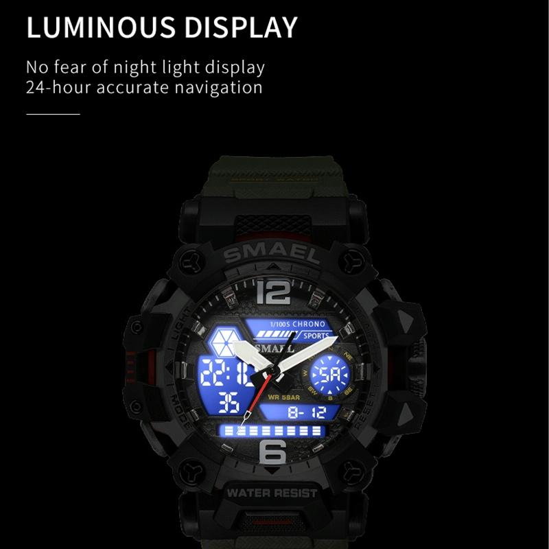 Waterproof Dual Display Outdoor Watch - Multifunctional Alloy for Men - Blue 6