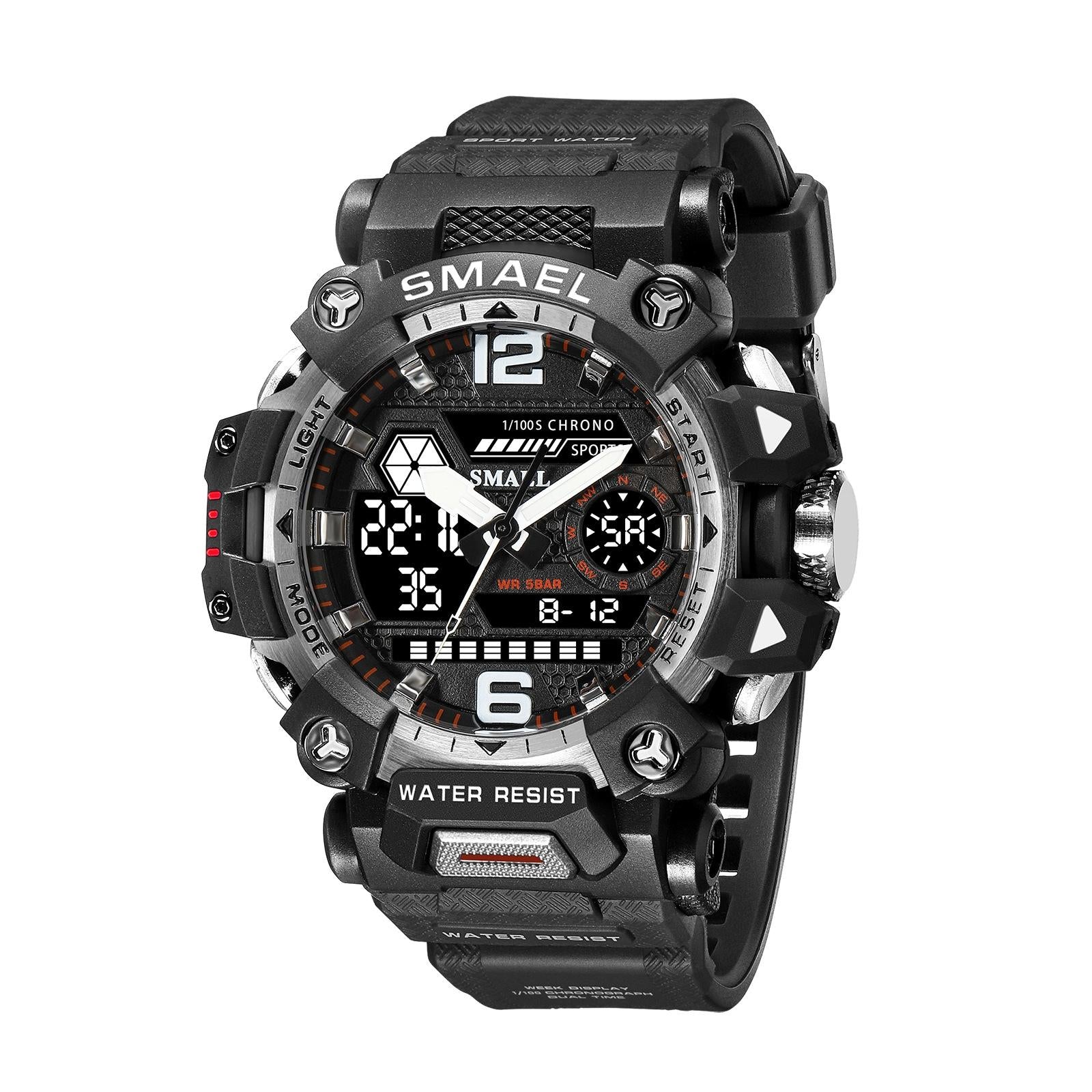 Waterproof Dual Display Outdoor Watch - Multifunctional Alloy for Men - Blue 9