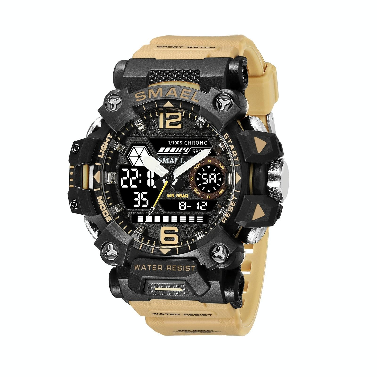 Waterproof Dual Display Outdoor Watch - Multifunctional Alloy for Men - Blue 14