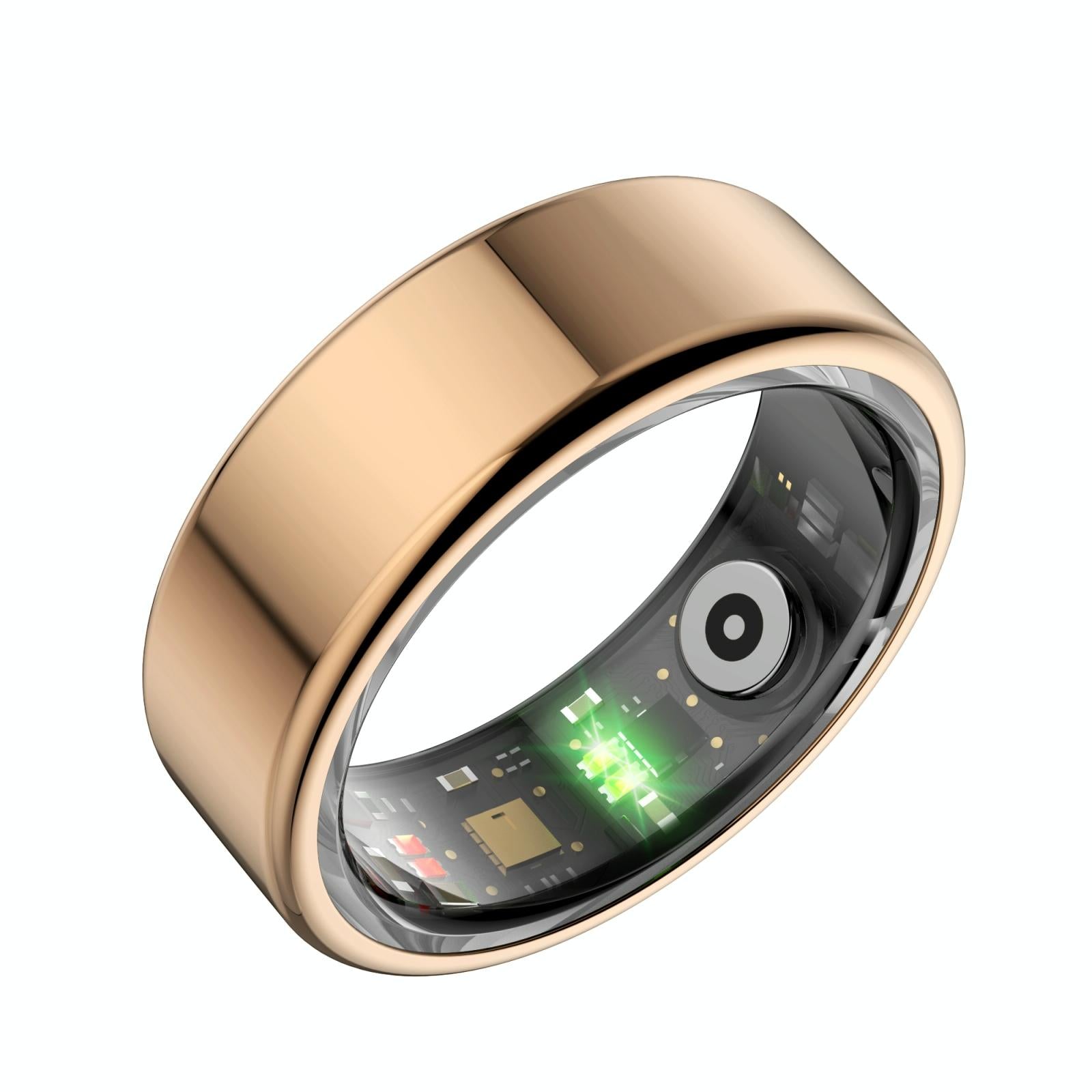 Smart Ring With Heart Rate Blood Oxygen Sleep Monitoring & Sports Modes - Size 9 - Gold 4