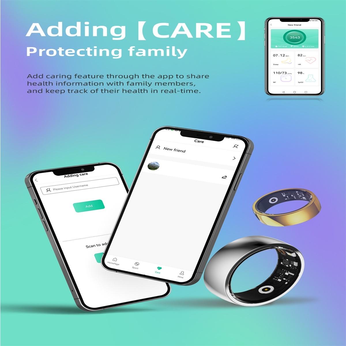 Smart Ring For Health Monitoring And Family Care - Size 18 - Gold 9