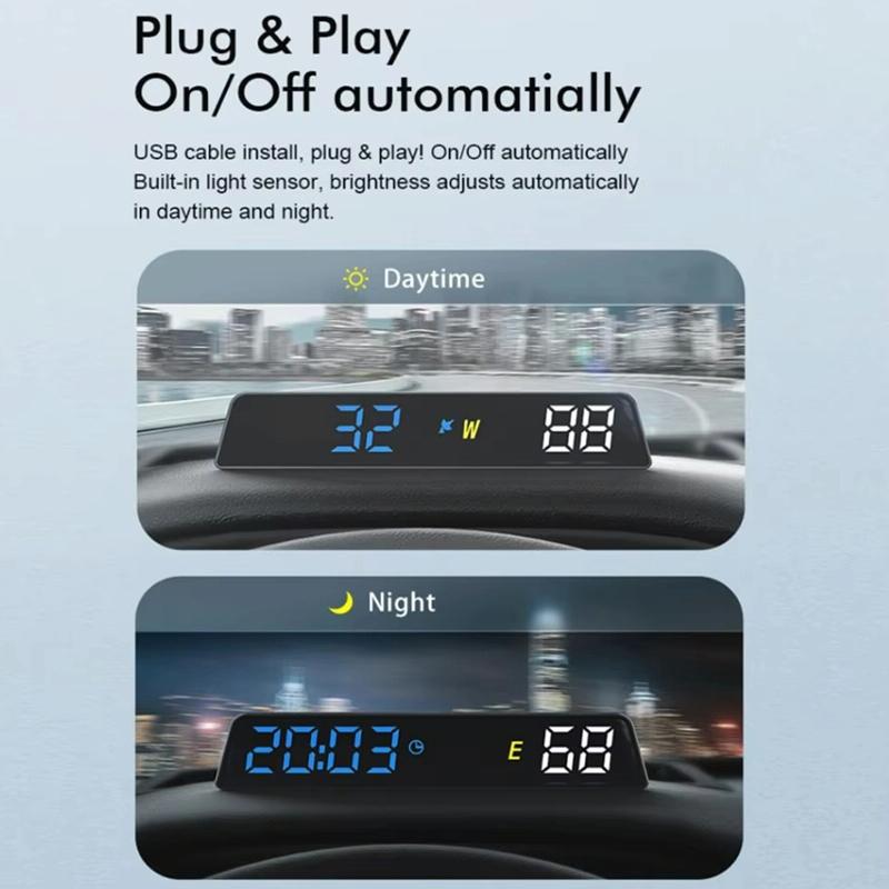 Usb Powered Hd Vehicle Altitude Meter Hud Display - White 7