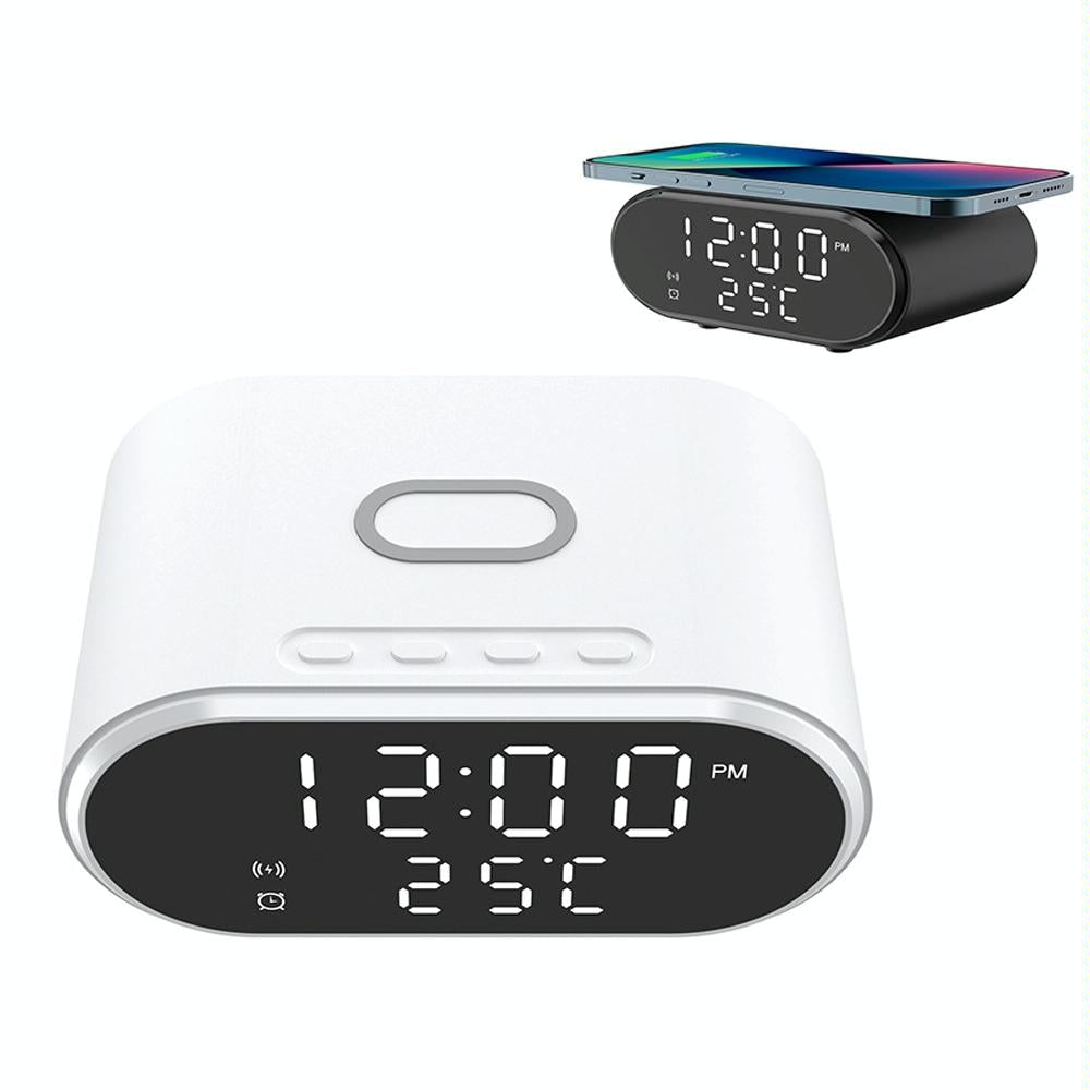 15W Wireless Charger With Mirror & Clock - White 3