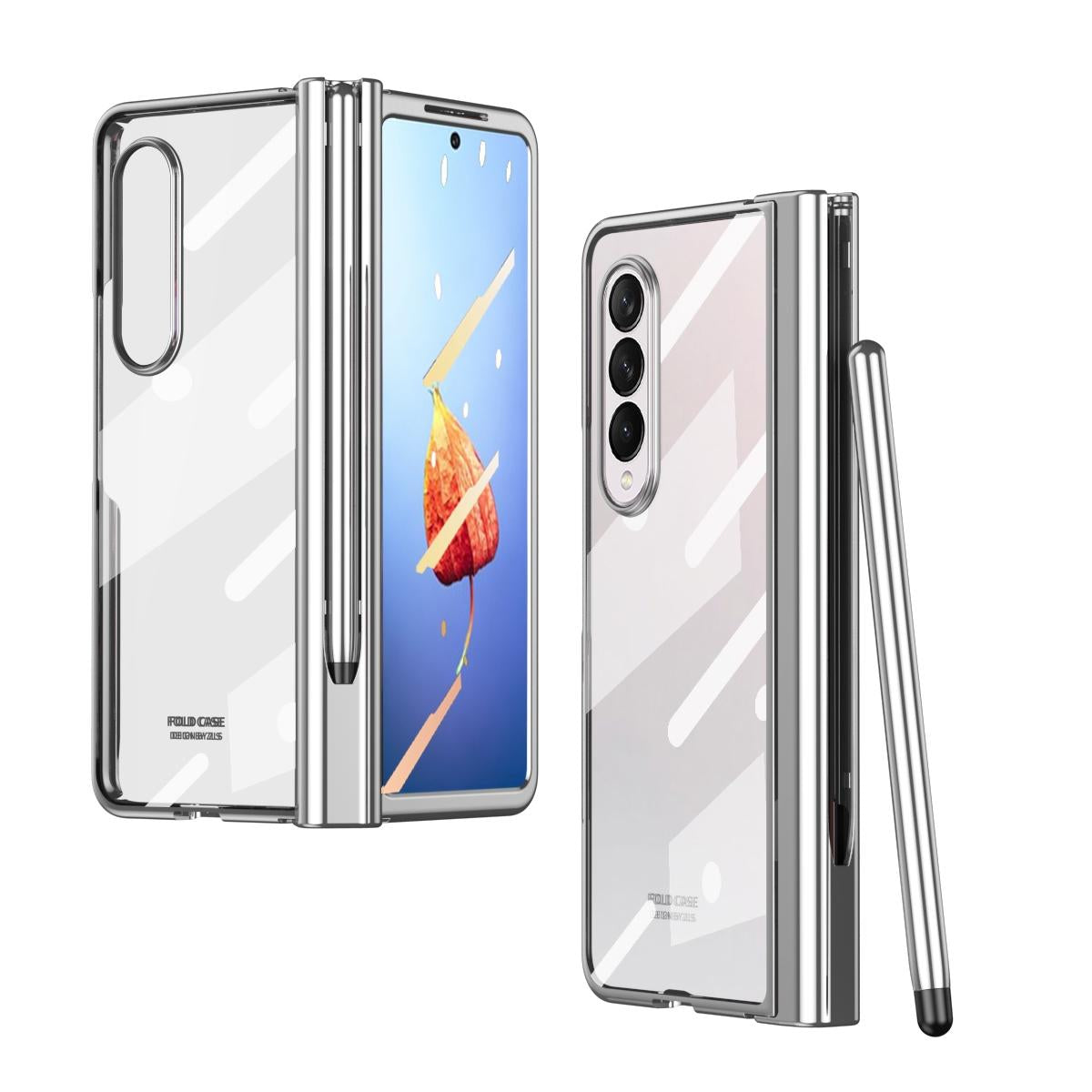 For Samsung Galaxy Z Fold4 5G Case With Pen Slot - Electroplated Full Body - Black 6