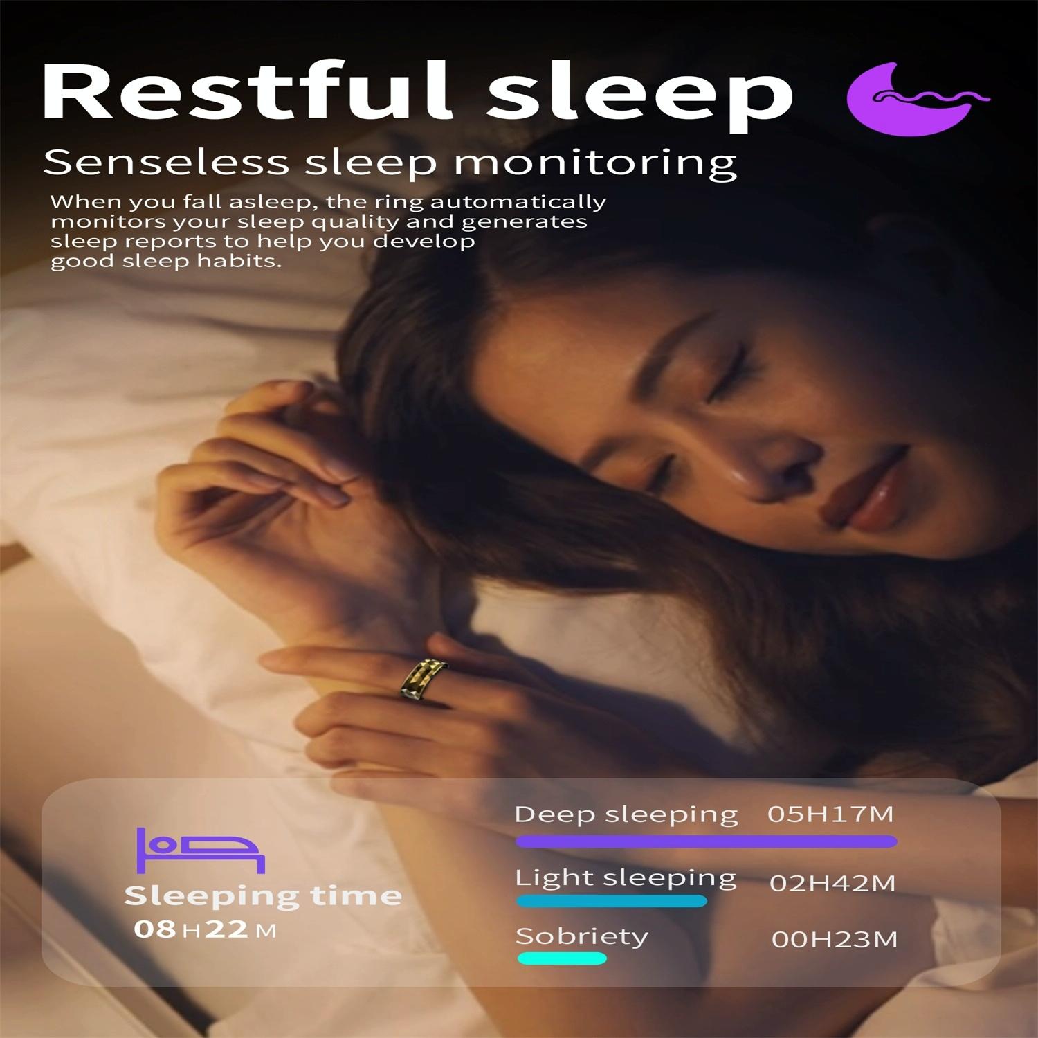 Smart Ring For Health Monitoring & Exercise - R12M Size 20 - Gold 8
