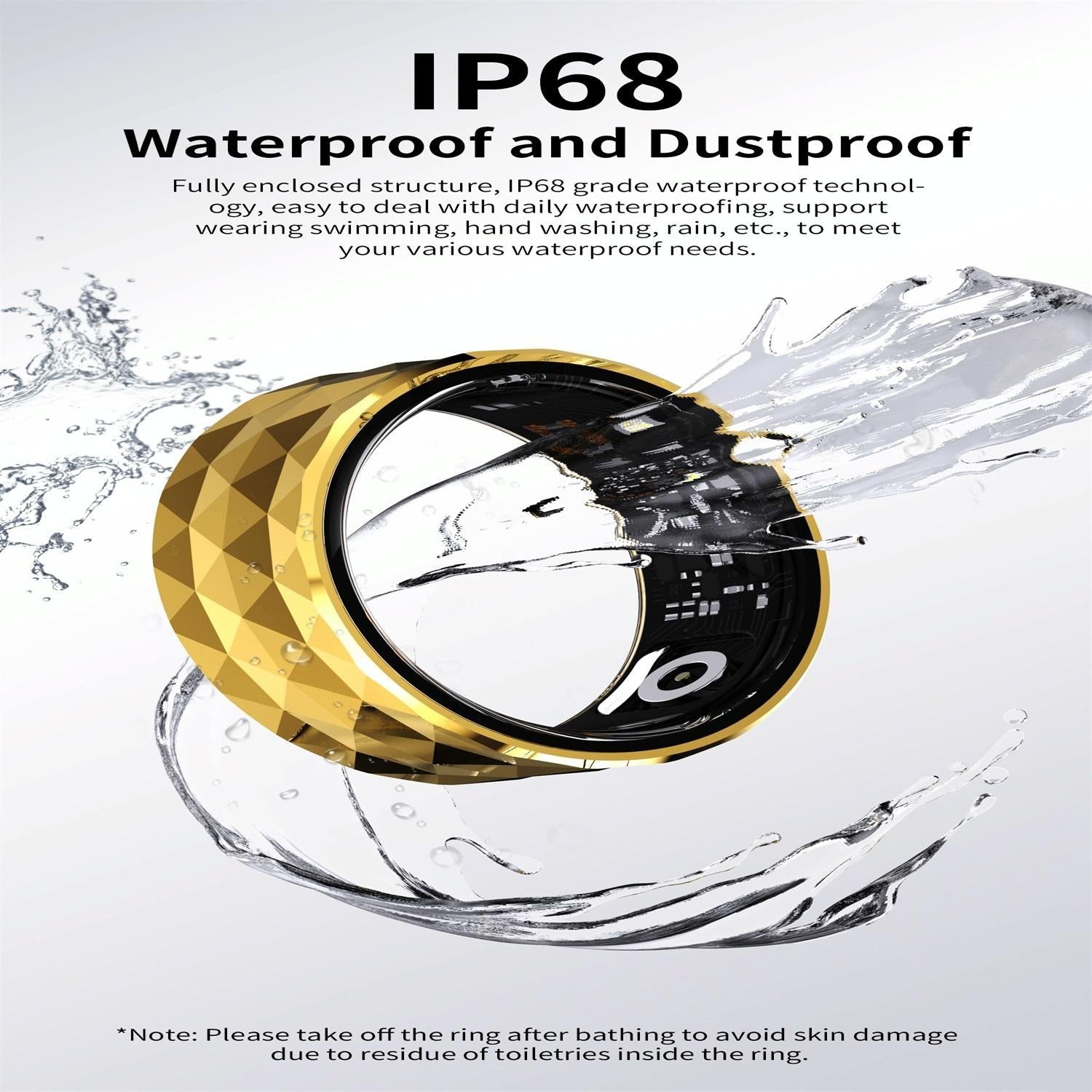 Smart Ring For Health Monitoring & Exercise - R12M Size 20 - Gold 9
