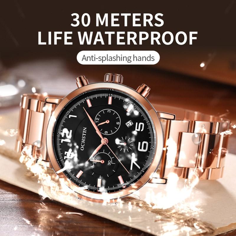 Men Multifunction Steel Quartz Watch with Steel Strap - Silver White 7