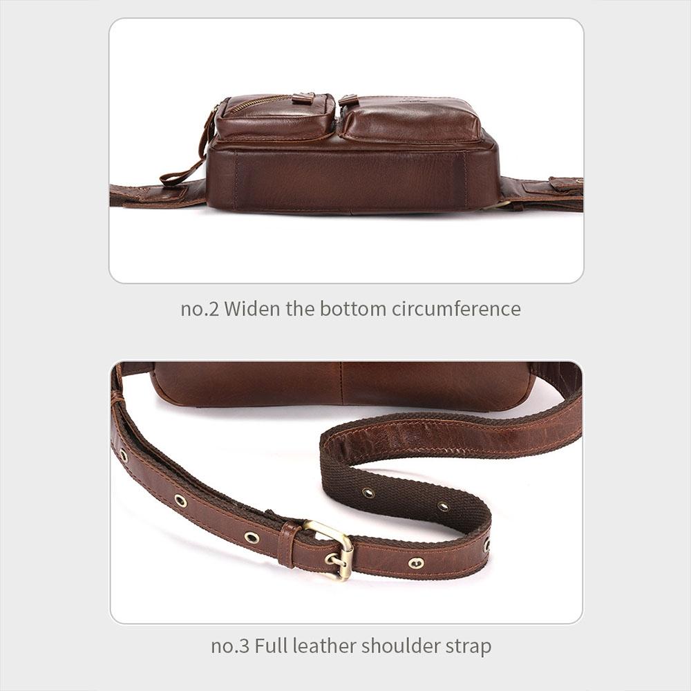 Large Capacity Retro Cowhide Crossbody Bag - Brown 7