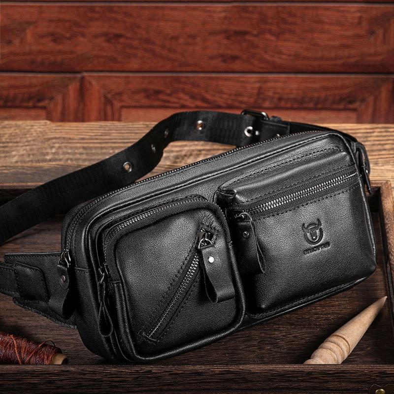 Large Capacity Retro Cowhide Crossbody Bag - Brown 12