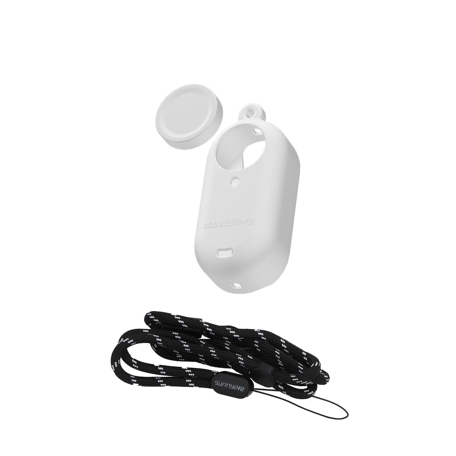 Silicone Camera Body Case with Lens Cap and Neck Strap for Insta360 Go 3 - White 3