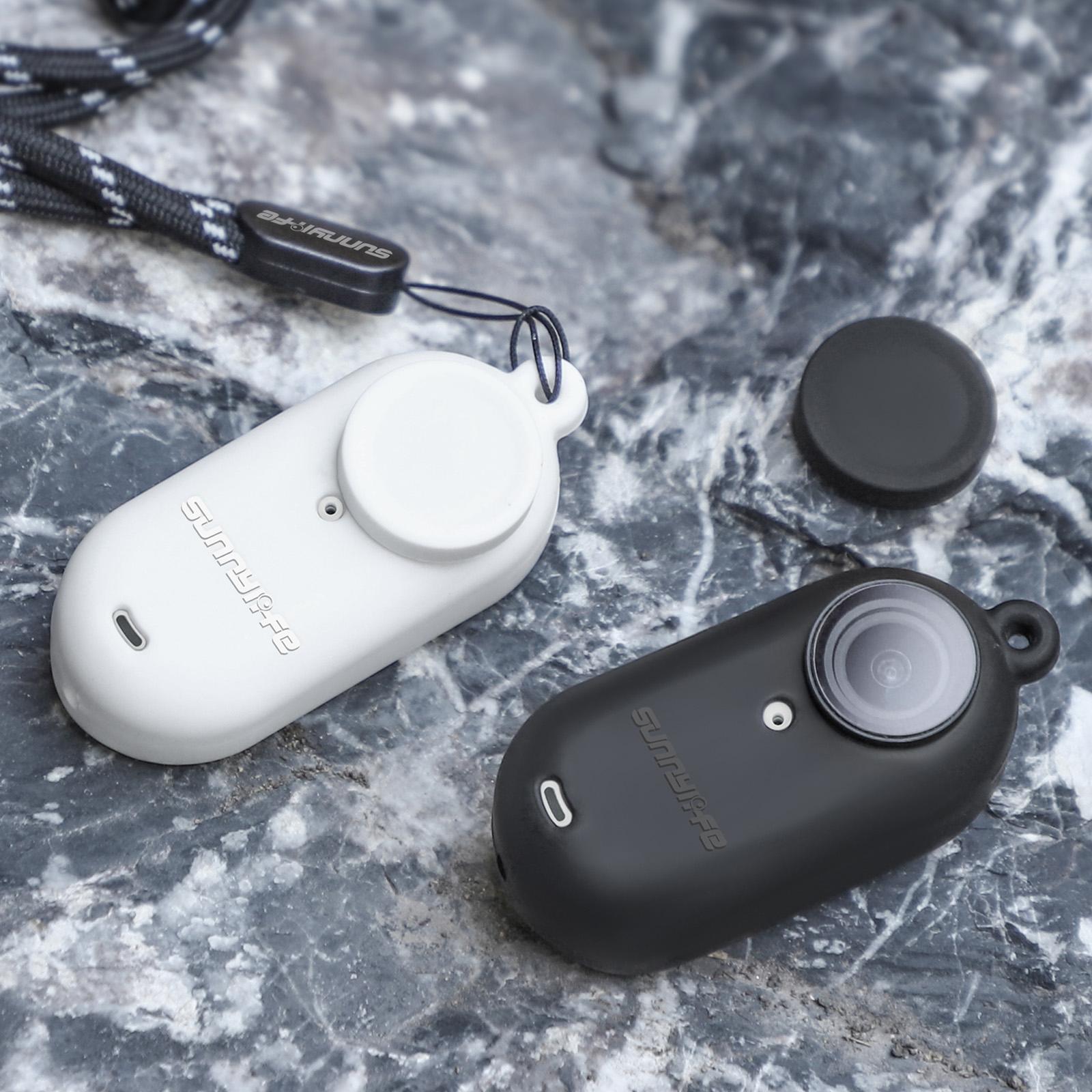 Silicone Camera Body Case with Lens Cap and Neck Strap for Insta360 Go 3 - White 6