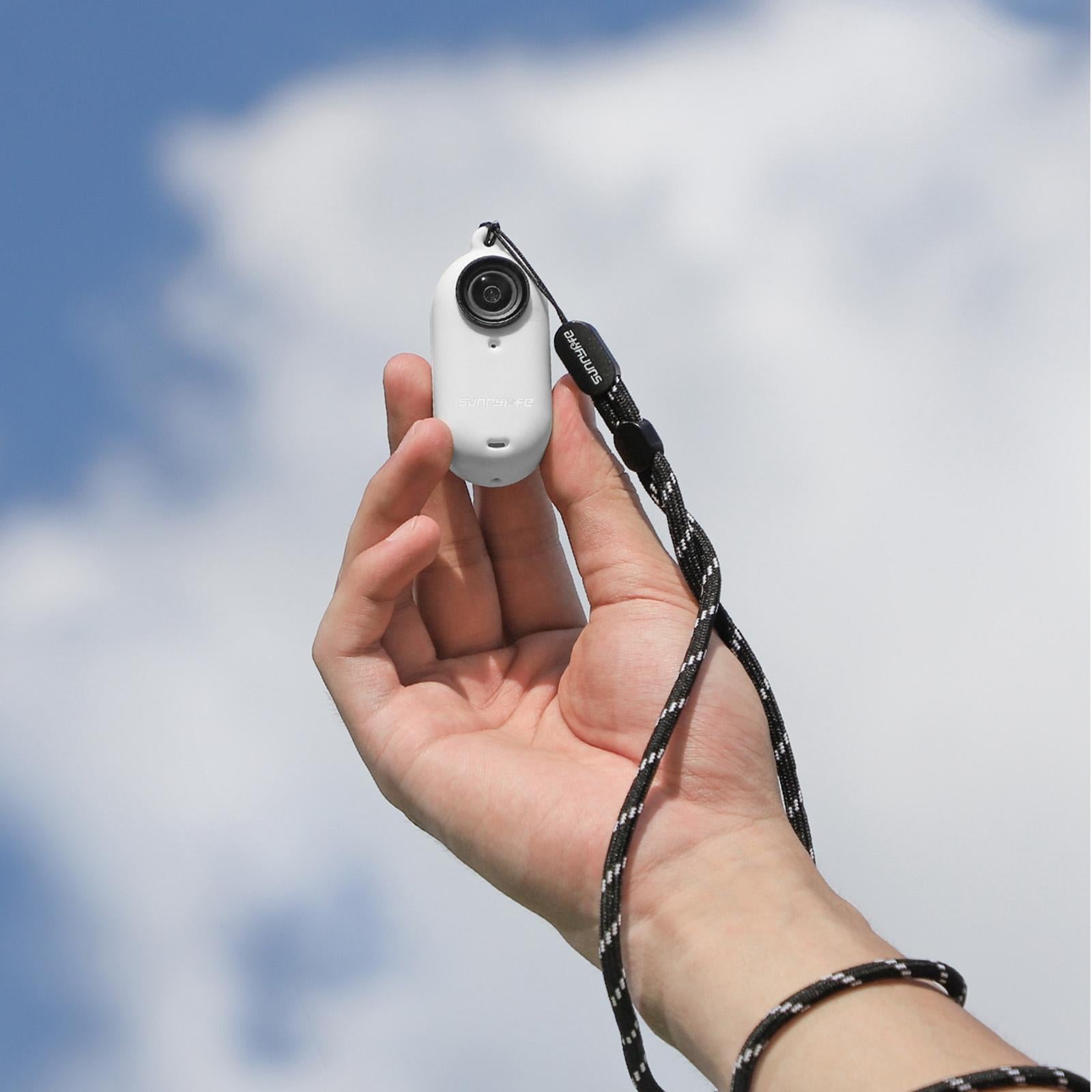 Silicone Camera Body Case with Lens Cap and Neck Strap for Insta360 Go 3 - White 10