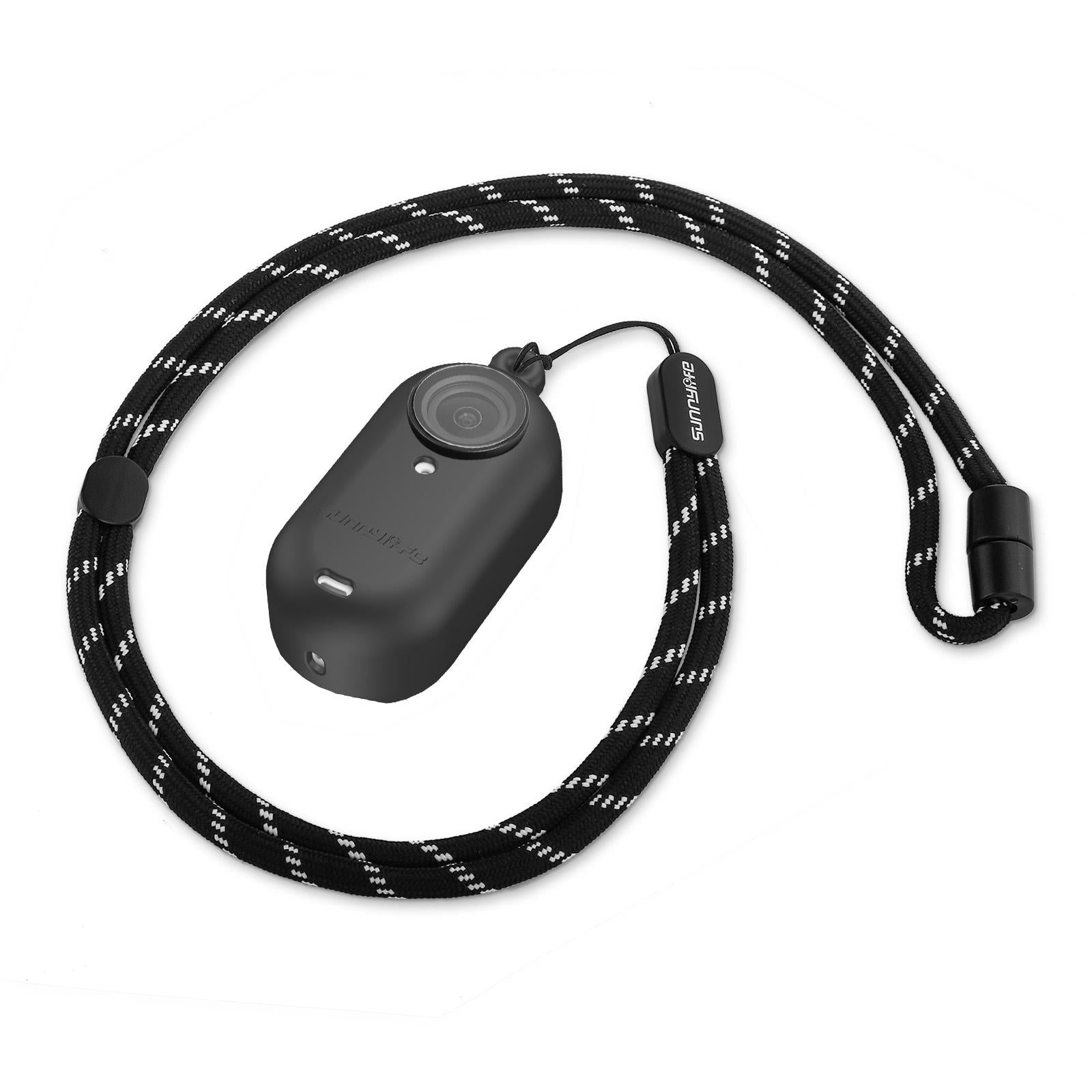 Silicone Camera Body Case with Lens Cap and Neck Strap for Insta360 Go 3 - White 15