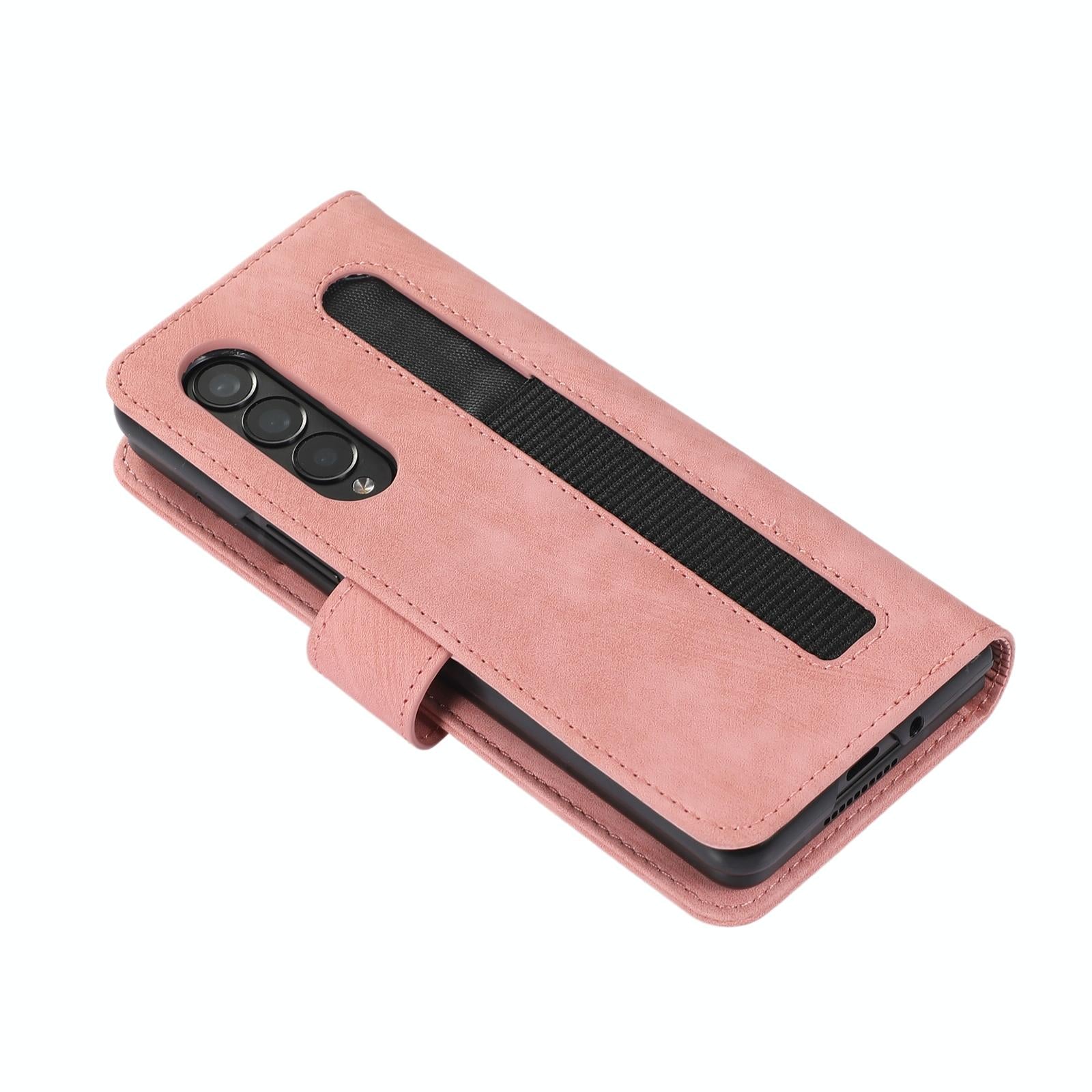 For Samsung Galaxy Z Fold4 5G Leather Phone Case With Pen Slot - Horizontal Flip - Black 10
