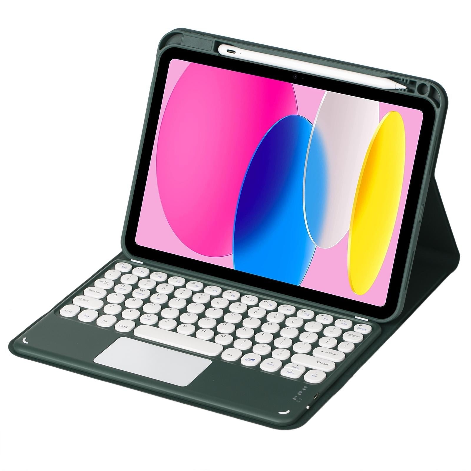 2022 Ipad 10.9 Touch Keyboard Leather Case With Pen Slot - Black 4