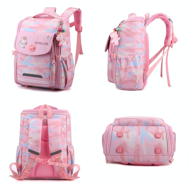 Double School Backpack for Girls - Gray Purple 5