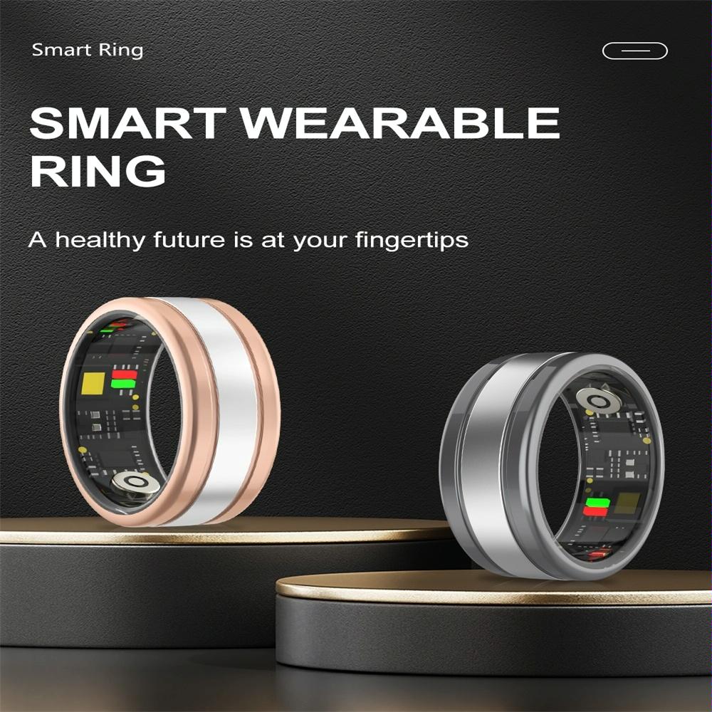 Smart Ring With Heart Rate Blood Oxygen Sleep Tracking - R18 Size 9 - Gold 6