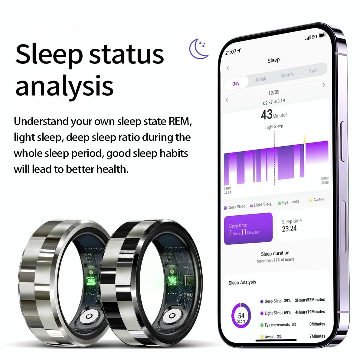 Smart Ring With Health Monitoring Gesture Control And Somatosensory Games - Size 9 - Silver 8