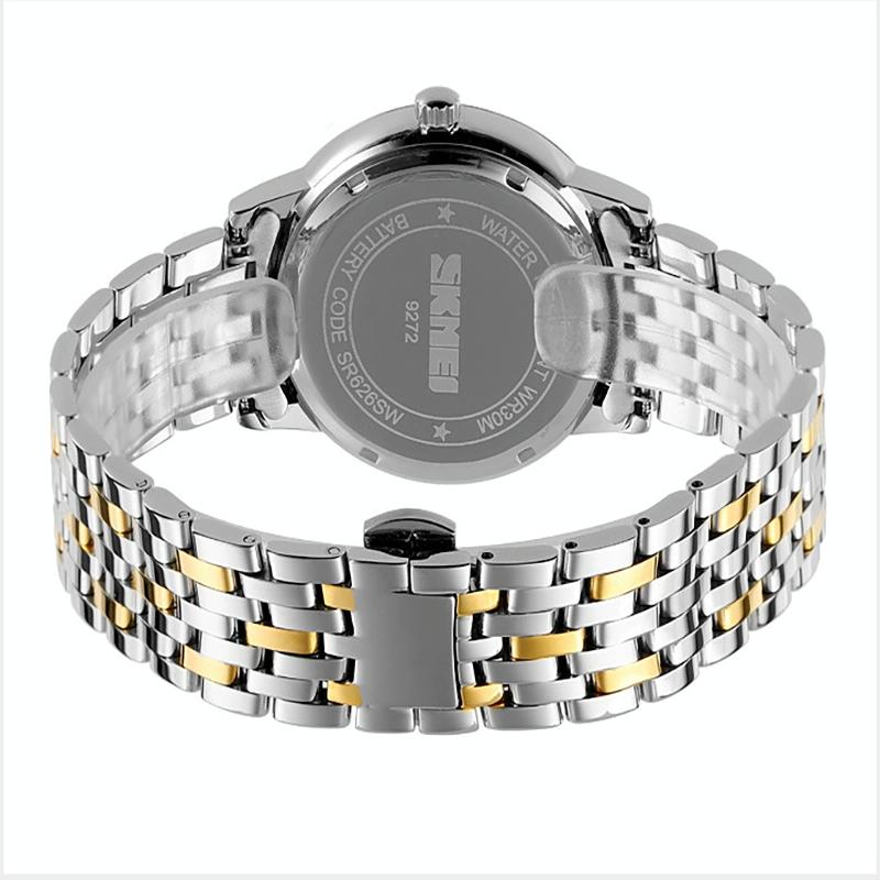 Waterproof Quartz Watch with Stainless Steel Buckle for Men - Gold And Silver 3