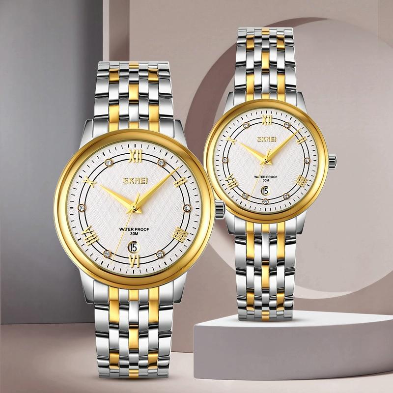 Waterproof Quartz Watch with Stainless Steel Buckle for Men - Gold And Silver 4