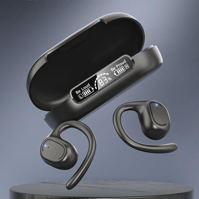 Waterproof Wireless Sports Bluetooth Earphones with Led Display - Black 10