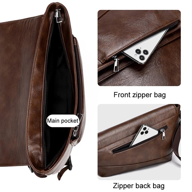 Large Capacity Waterproof Men Crossbody Bag - Brown 6