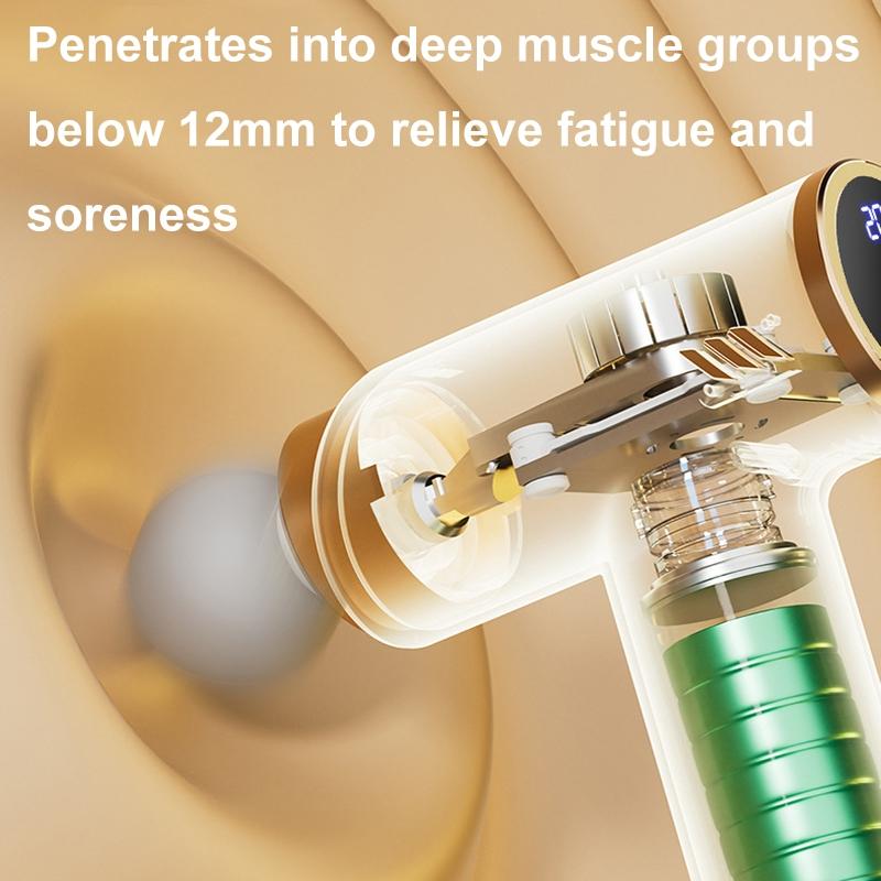 Silent Fascia Gun For Muscle Relaxation - High Frequency Vibration Massager - Khaki 5