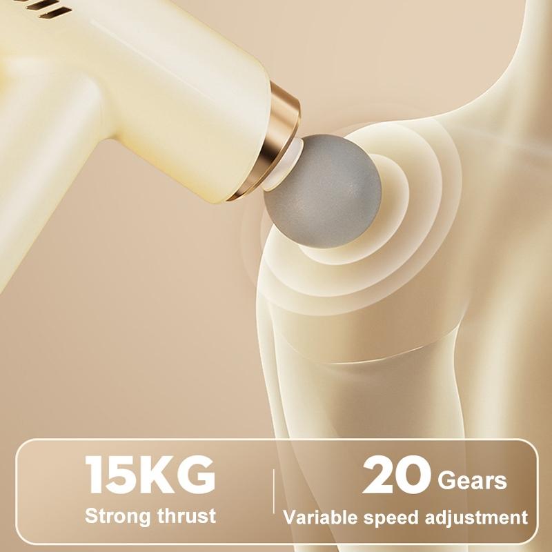 Silent Fascia Gun For Muscle Relaxation - High Frequency Vibration Massager - Khaki 6