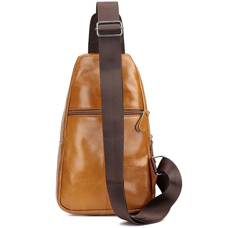 Leather Men Shoulder Bag Compact & Stylish - Yellow Brown 11