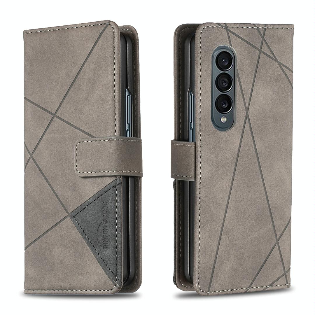 For Samsung Galaxy Z Fold4 5G Magnetic Rhombus Texture Case - Grey