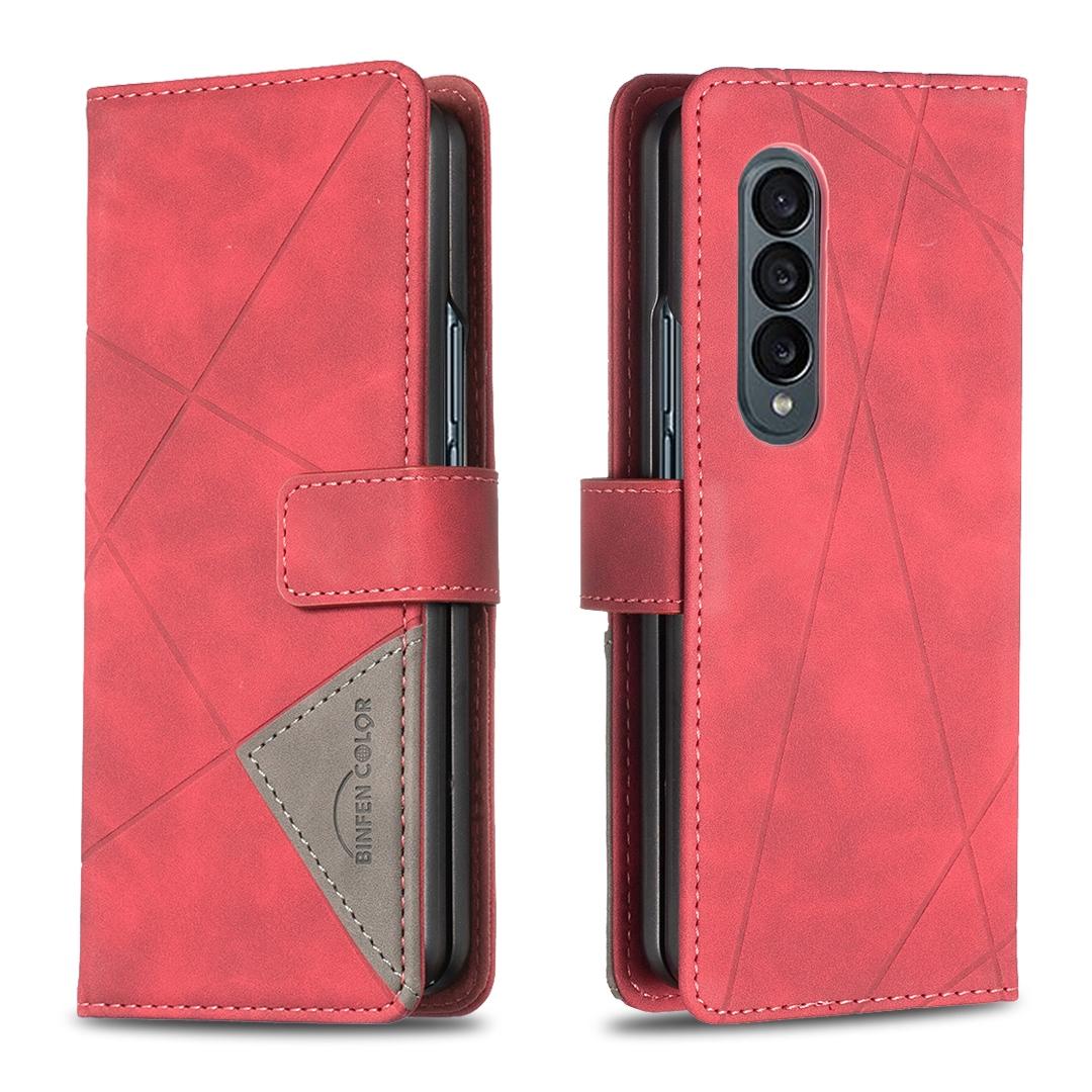 For Samsung Galaxy Z Fold4 5G Magnetic Rhombus Texture Case - Grey