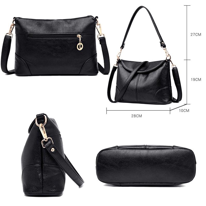 Stylish Soft Leather Shoulder Bag - Black 5