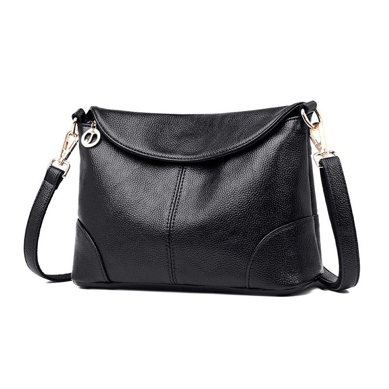 Stylish Soft Leather Shoulder Bag - Black 9
