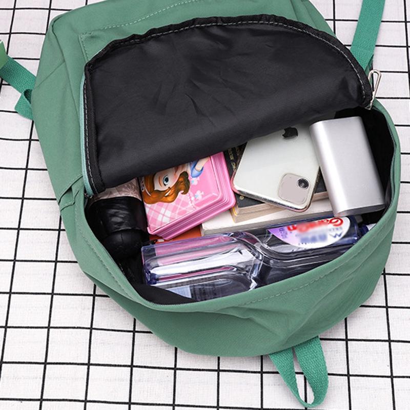 Simple Women Travel Backpack Solid Colour - Green 6