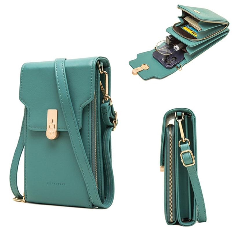 Green Multi Compartment Shoulder Bag Large Capacity 4