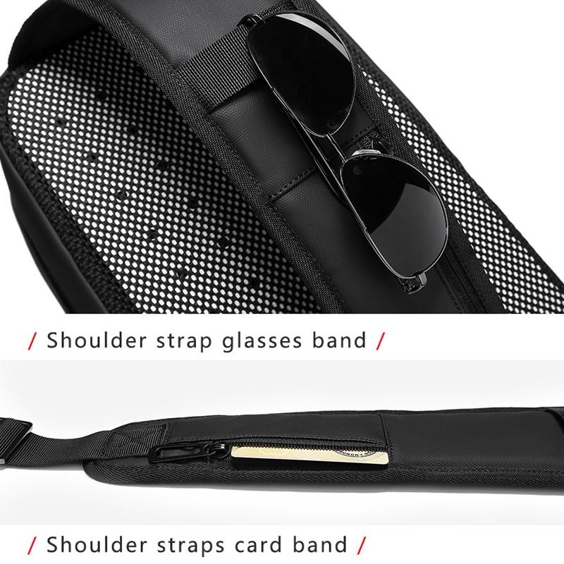 Water Repellent Multi Function Chest Bag With Usb Port Size S Gray 9