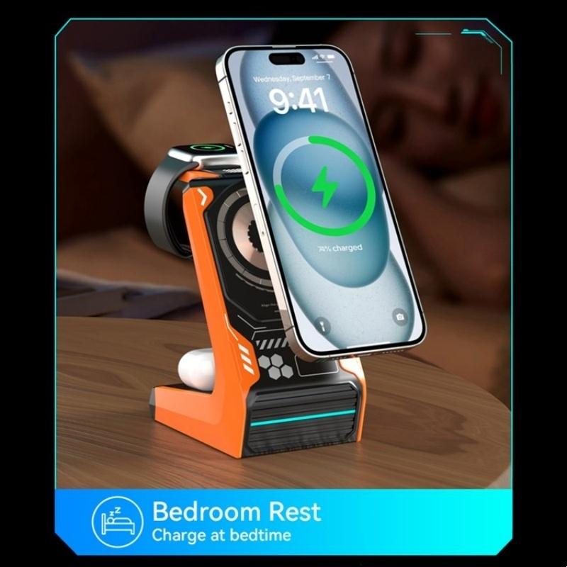 3 In 1 Wireless Charger For Mobile Phone And Earphones - Black 8