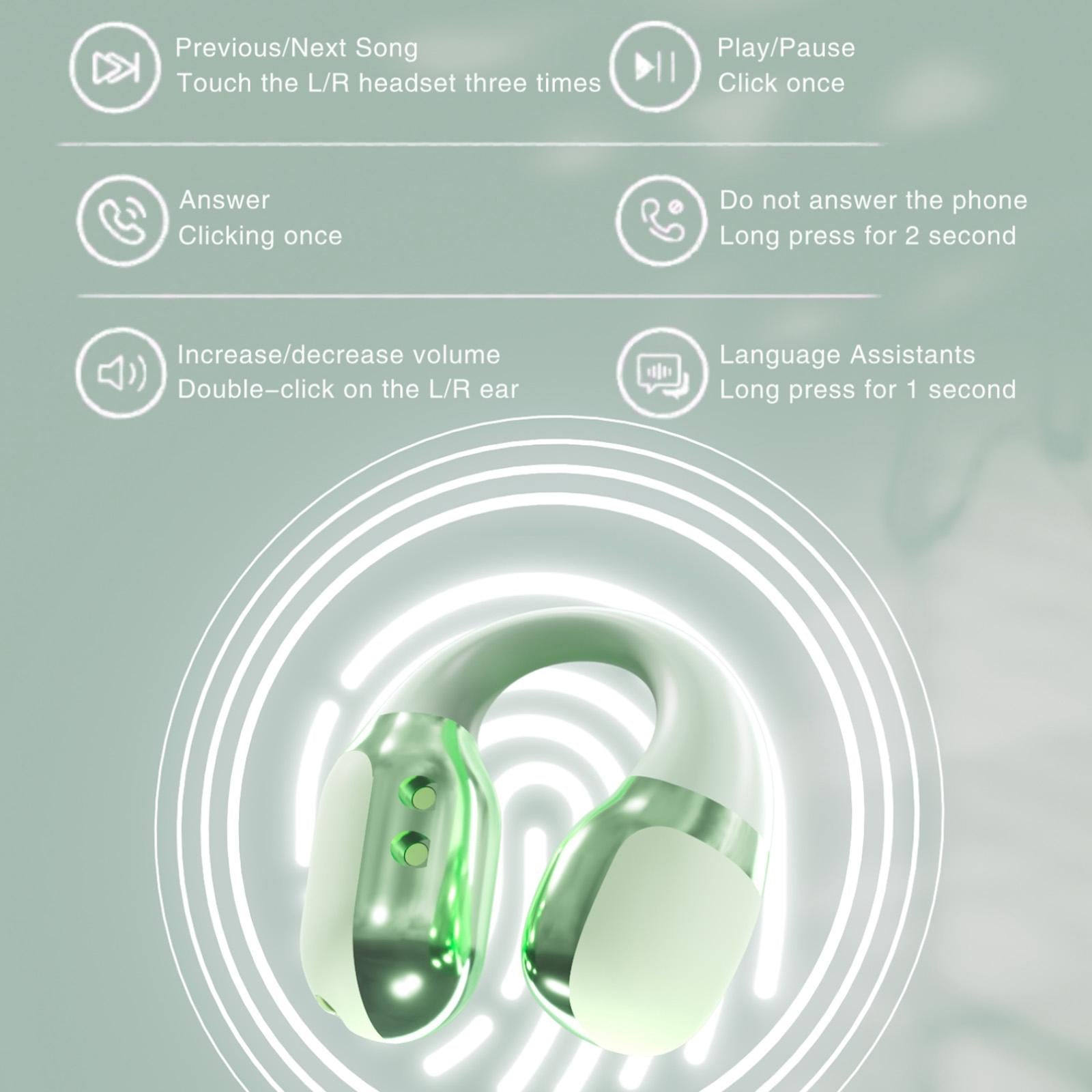 Wireless Sports Bluetooth Earphones with Air Conduction - F16 Tws - Green 10