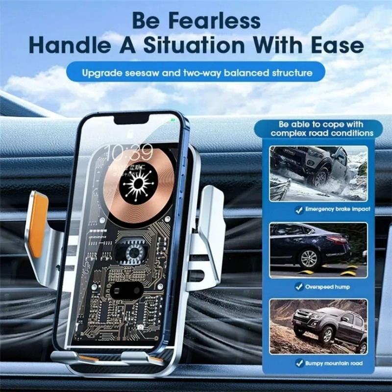 15w Fast Wireless Charger with Infrared Sensor for C10 Car Navigation - Transparent Stand - Blue 6