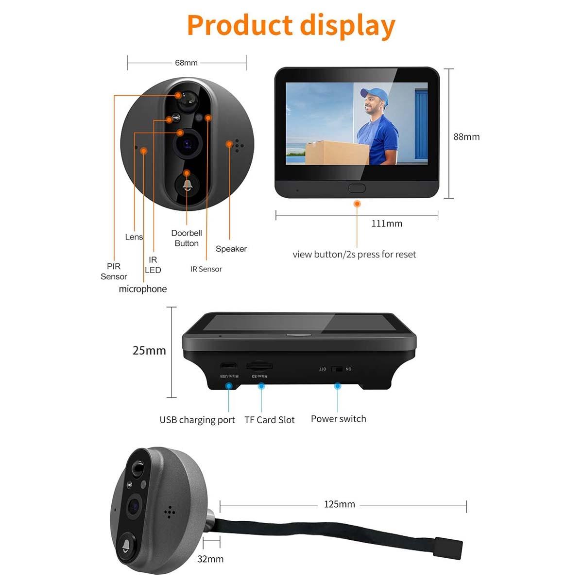 Smart Digital Door Viewer With 1080P Resolution Wide Angle Pir & Night Vision - Silver 3