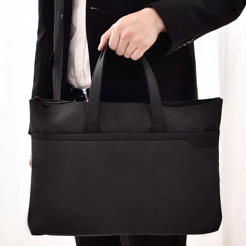 Double Layer Zipper Conference Document Bag - Portable and Organized - Gray