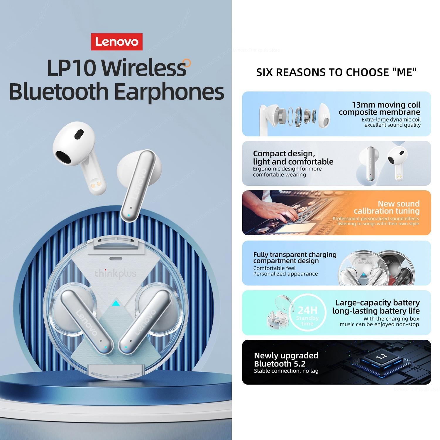 Wireless Bluetooth 5.2 Earbuds with Noise Reduction and Mic - White 4