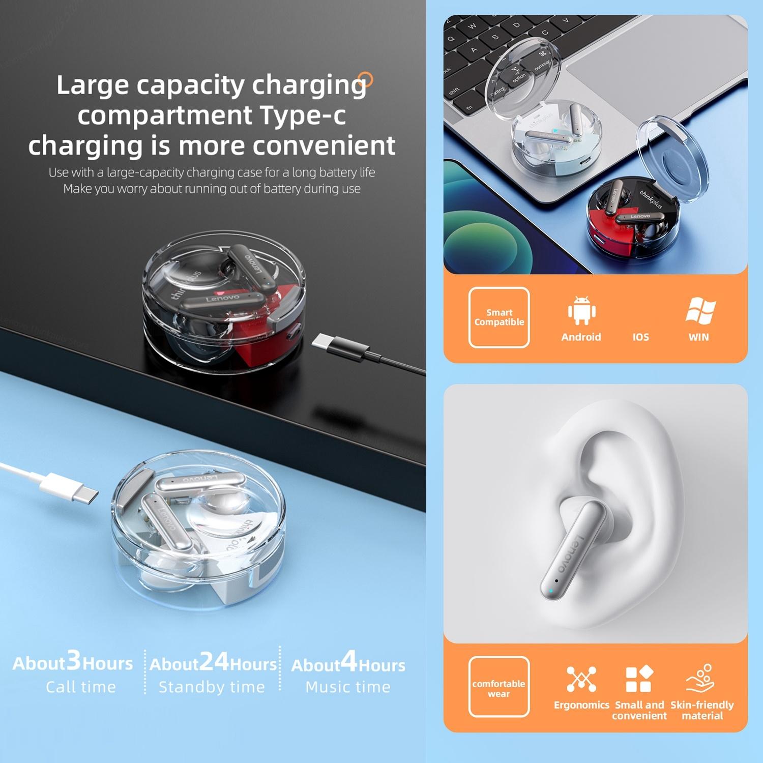 Wireless Bluetooth 5.2 Earbuds with Noise Reduction and Mic - White 10